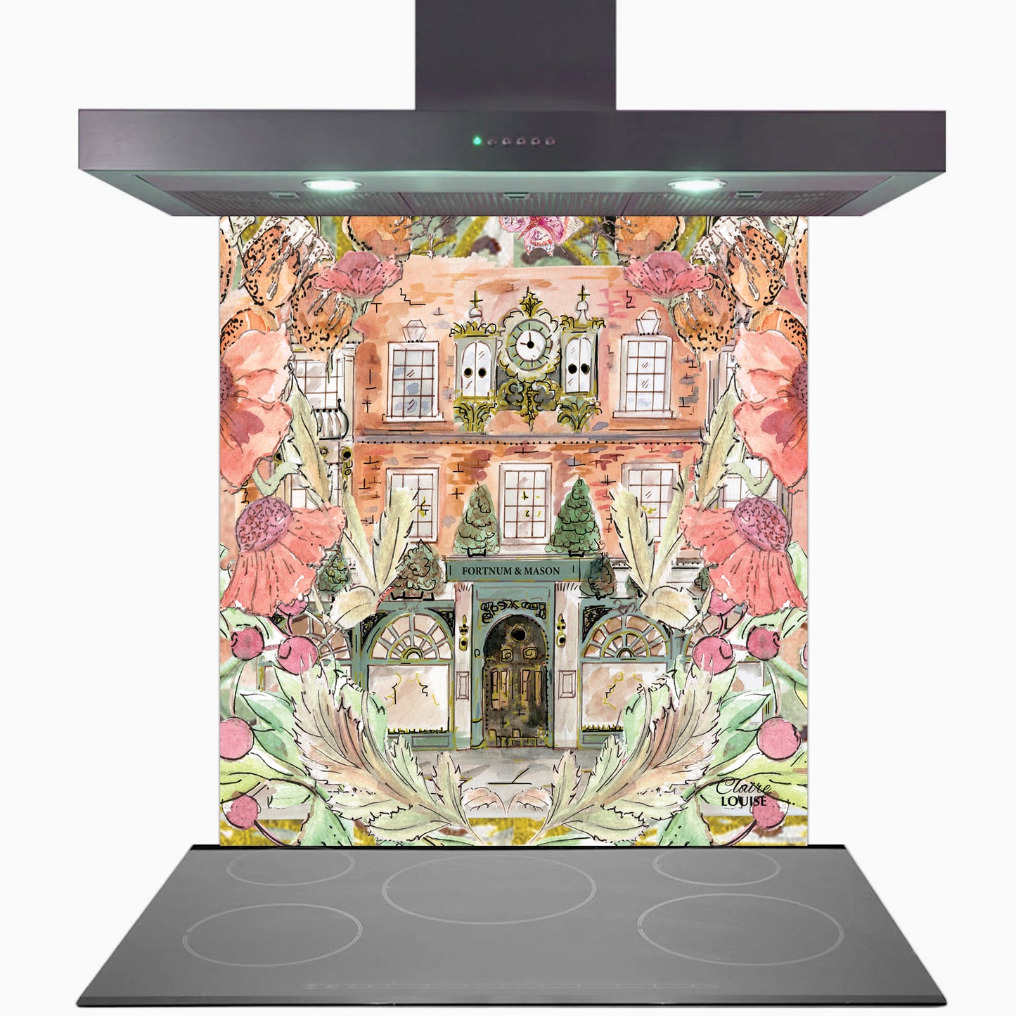 Fortnums In Full Bloom Glass Kitchen Splashback