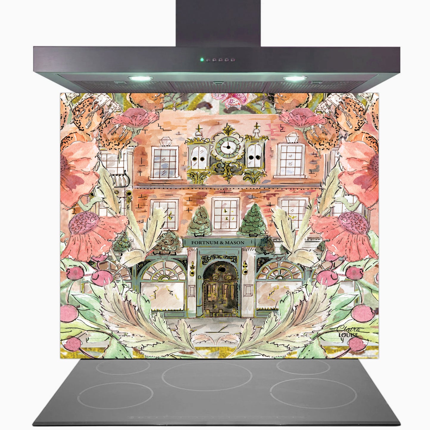 Fortnums In Full Bloom Glass Kitchen Splashback