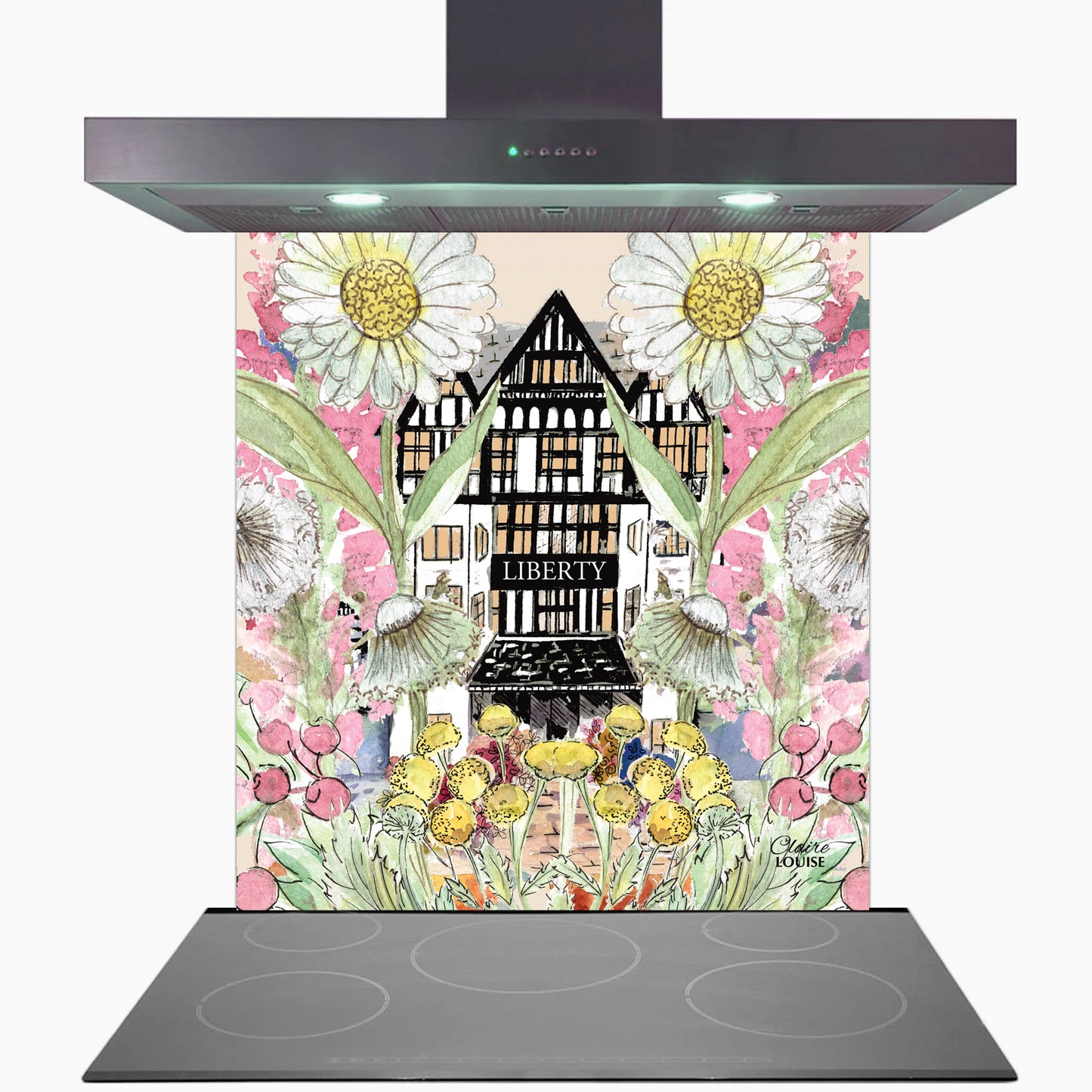 Liberty In Full Bloom Glass Kitchen Splashback