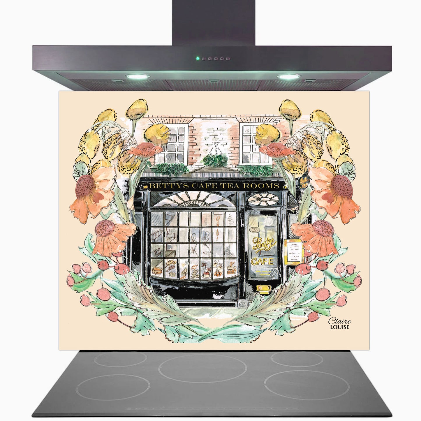 Bettys In Full Bloom Glass Kitchen Splashback
