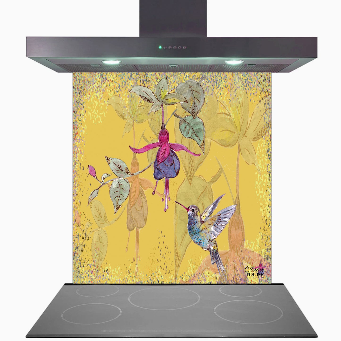 Powder Bloom Fuchsia Glass Kitchen Splashback