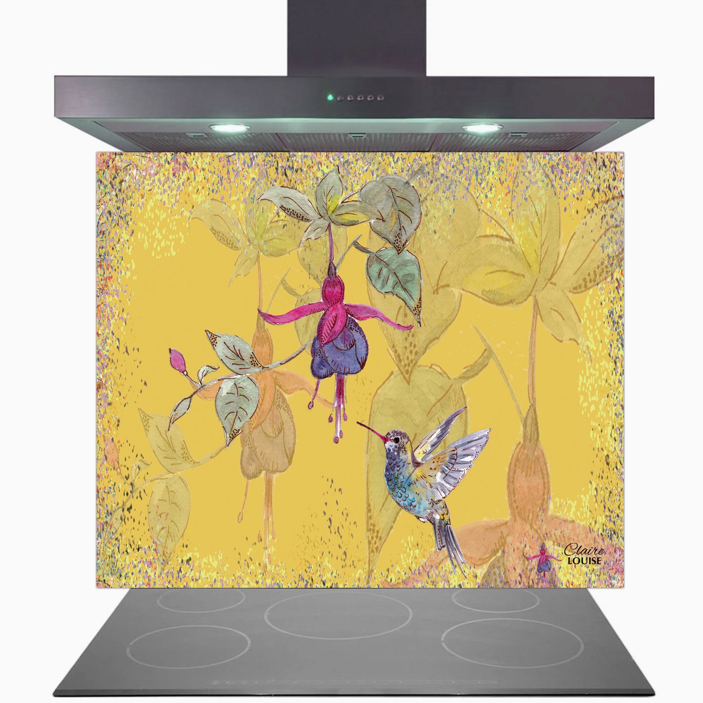 Powder Bloom Fuchsia Glass Kitchen Splashback