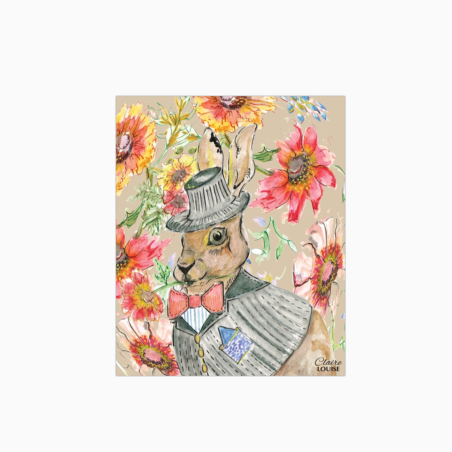 Cottage Floral Hare Glass Kitchen Splashback