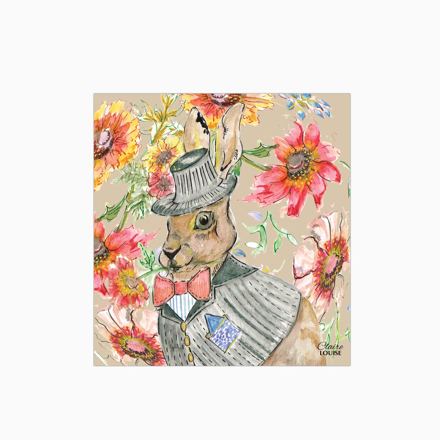 Cottage Floral Hare Glass Kitchen Splashback