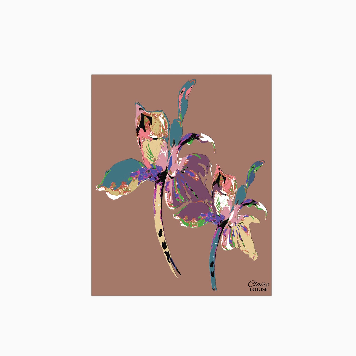 Flora Pop Mocha Mousse Iris Glass Kitchen Splashback