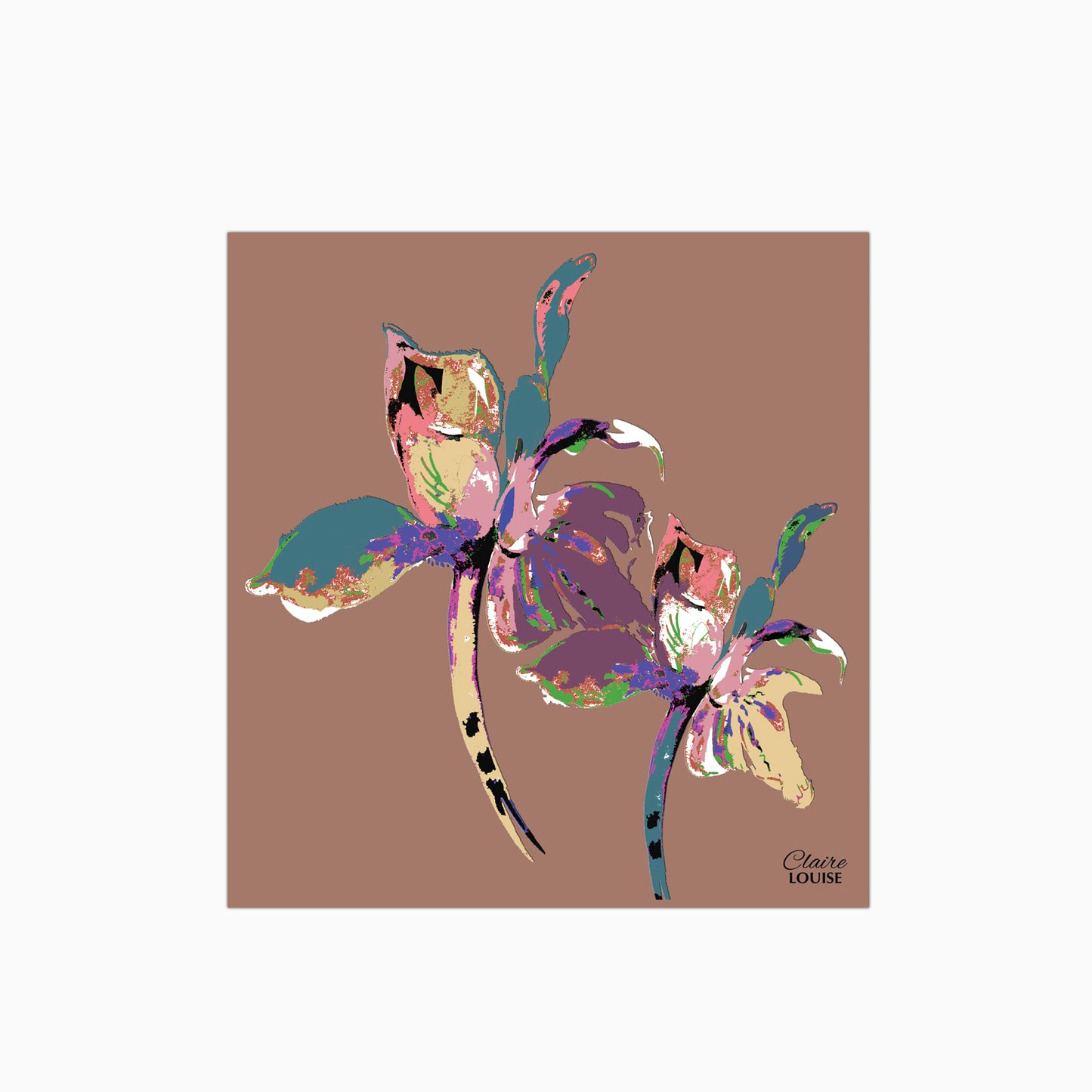 Flora Pop Mocha Mousse Iris Glass Kitchen Splashback