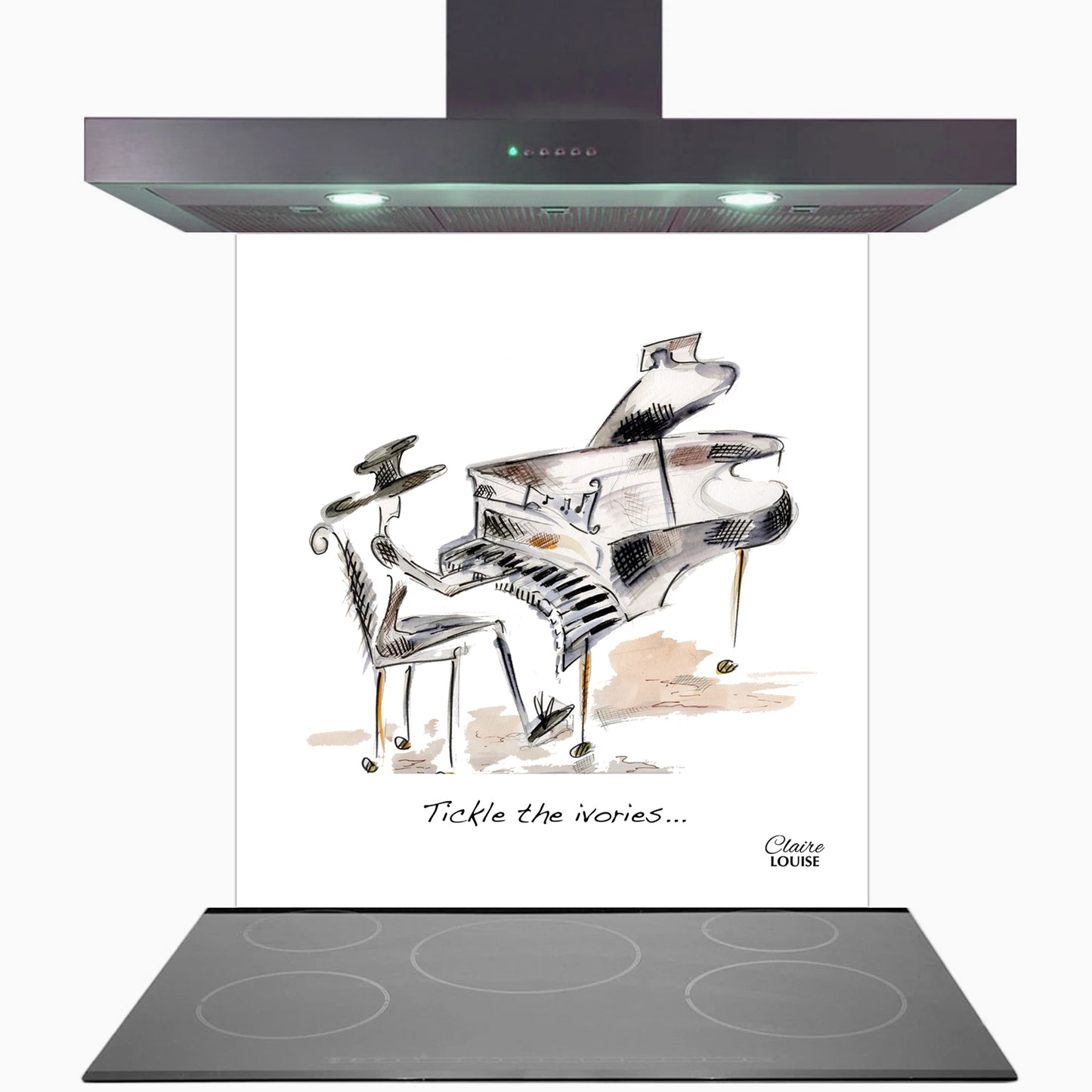 Tickle The Ivories Glass Kitchen Splashback