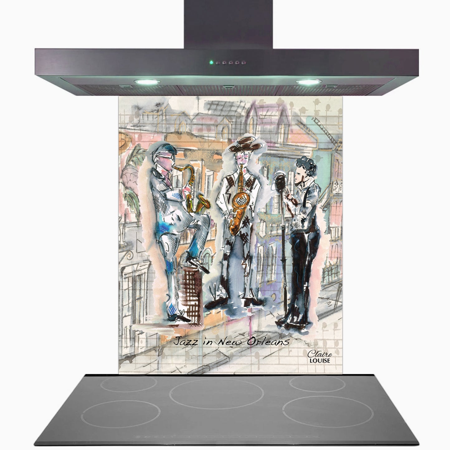 Jazz In New Orleans Glass Kitchen Splashback