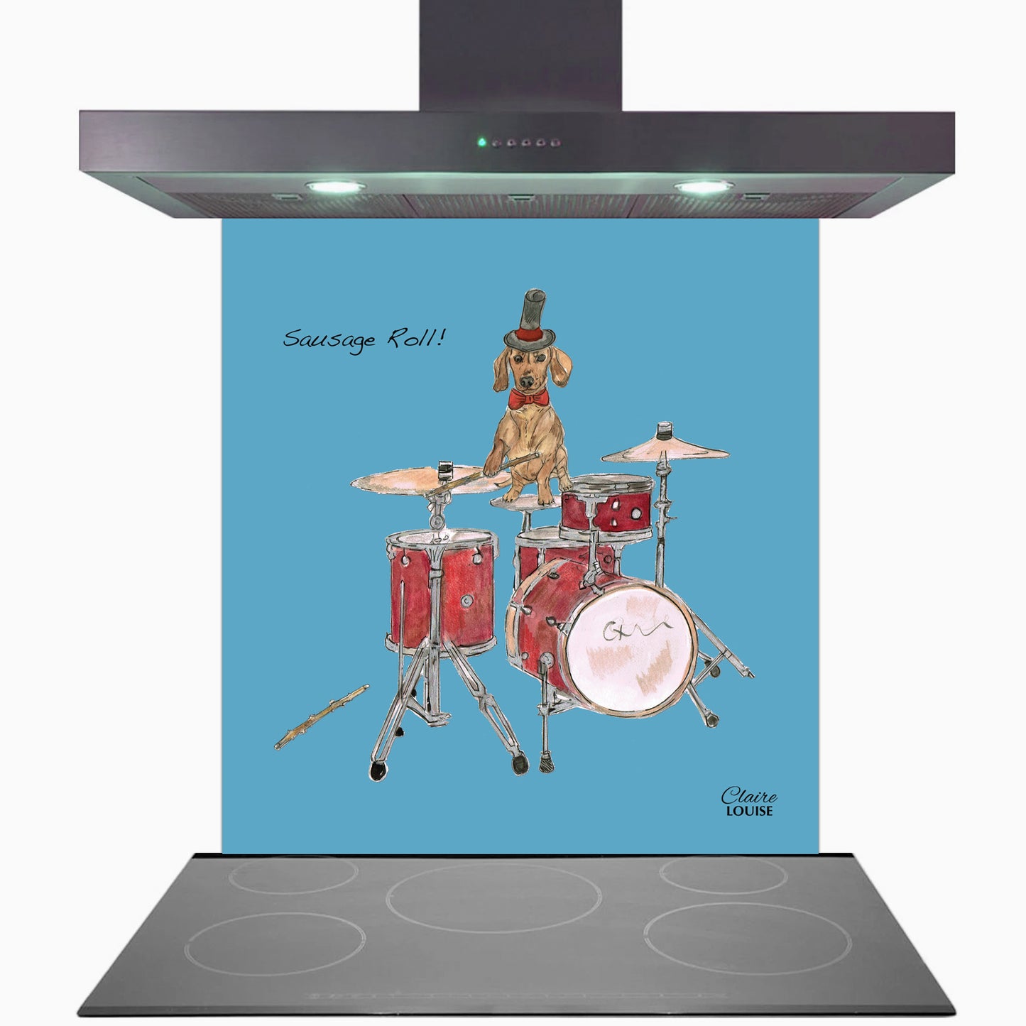 Drums Glass Kitchen Splashback