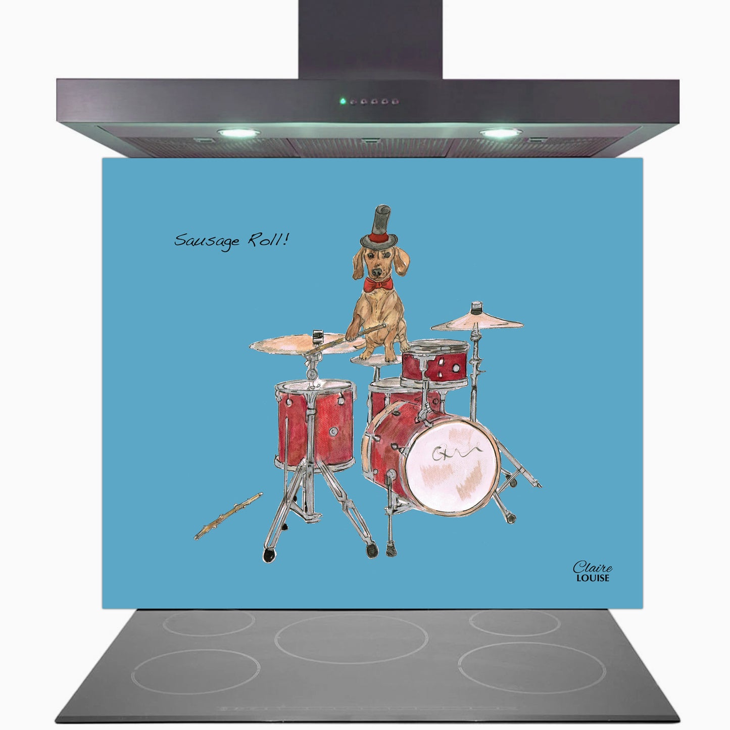 Drums Glass Kitchen Splashback