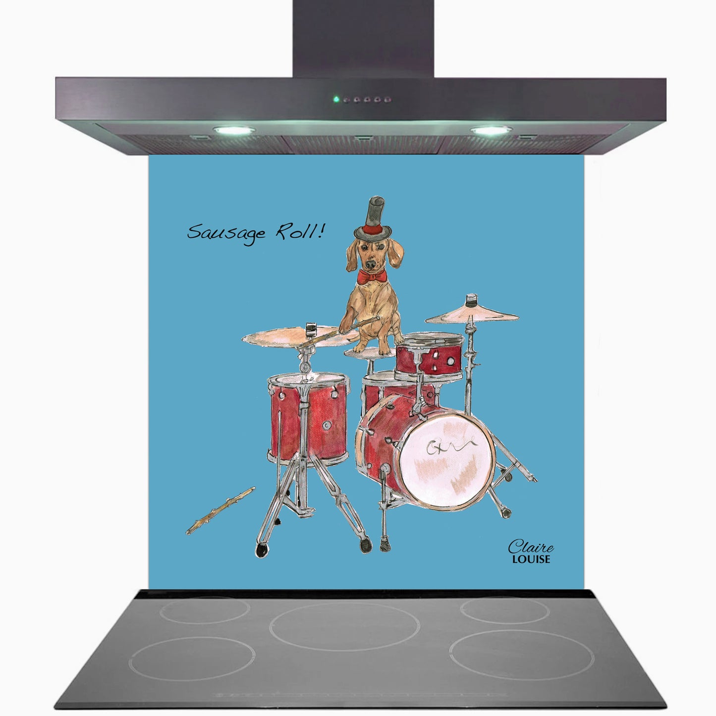 Drums Glass Kitchen Splashback