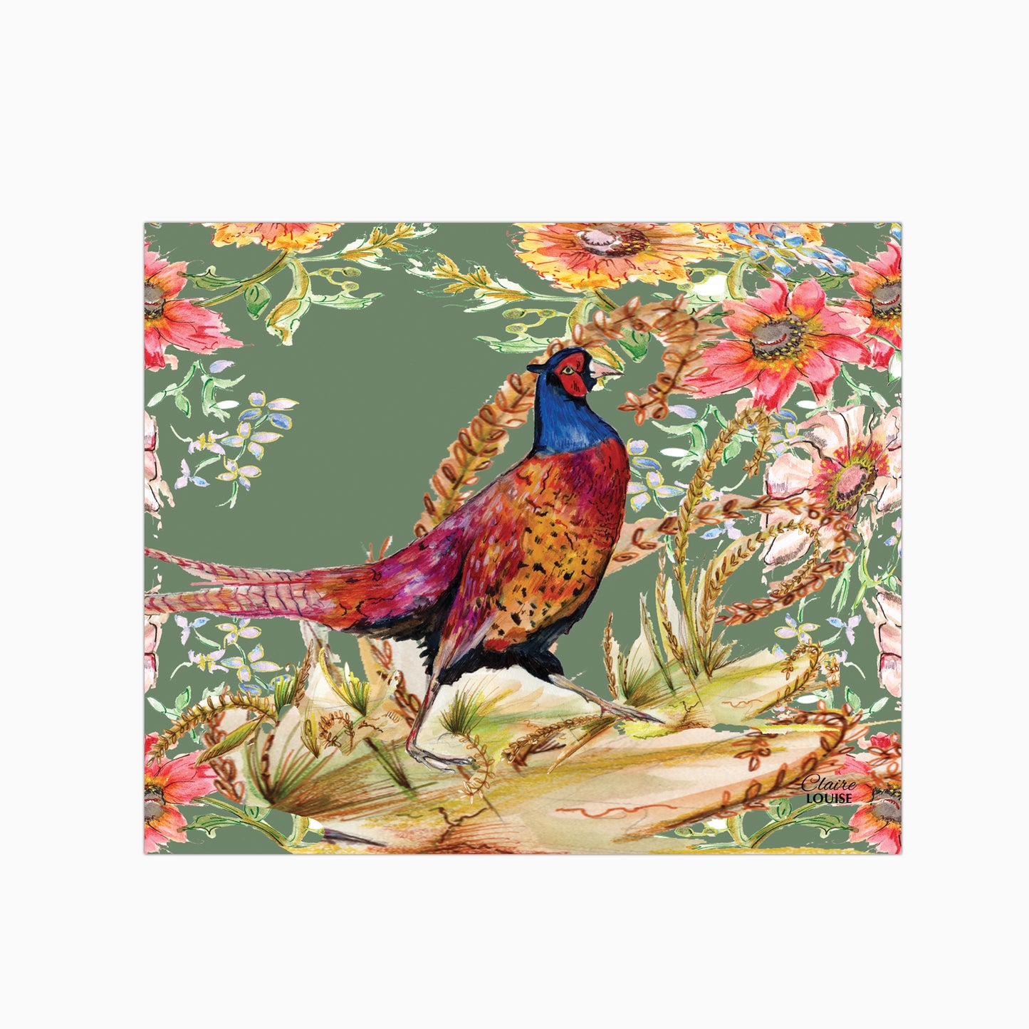 Whimsical Pheasant Glass Kitchen Splashback