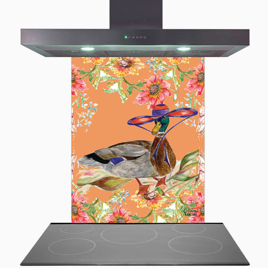 Whimsical Duck Glass Kitchen Splashback
