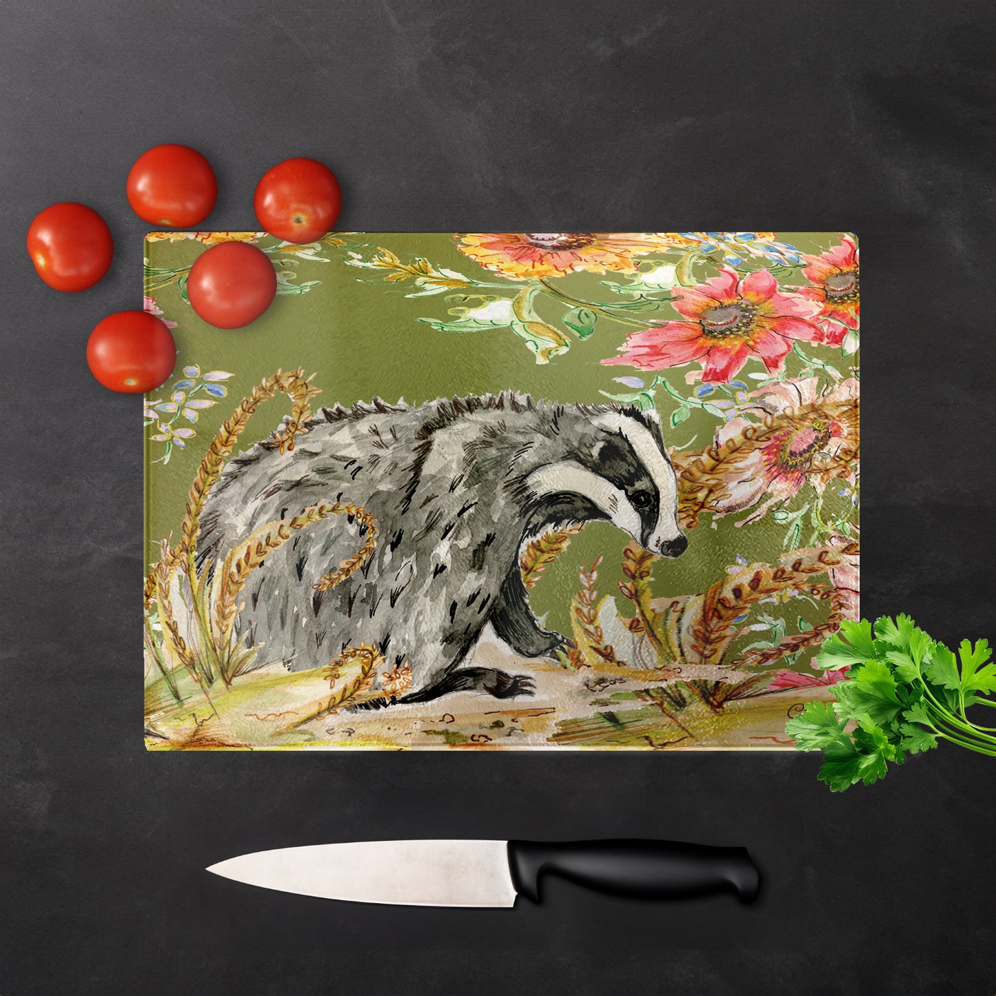 Whimsical Badger Chopping Board