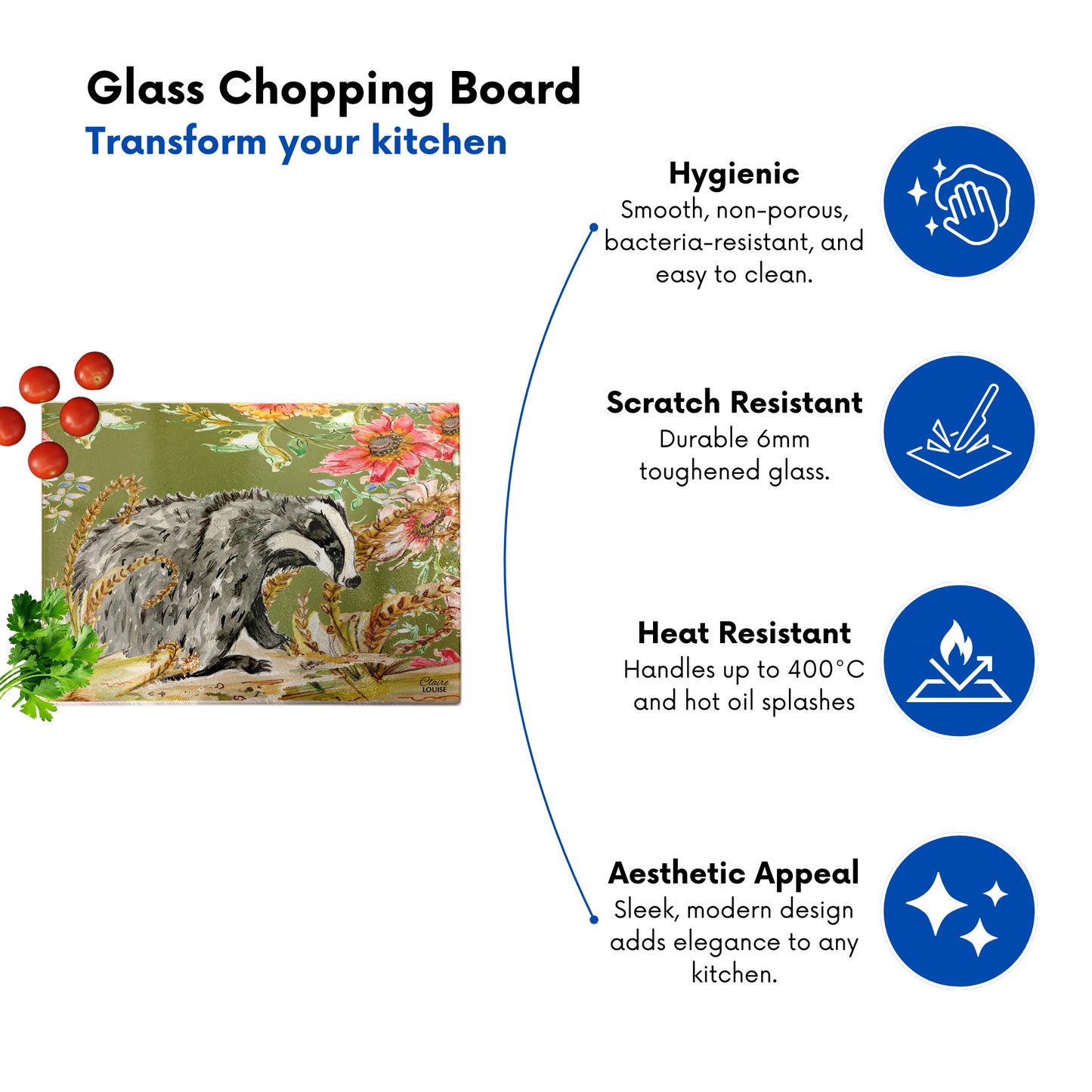 Whimsical Badger Chopping Board