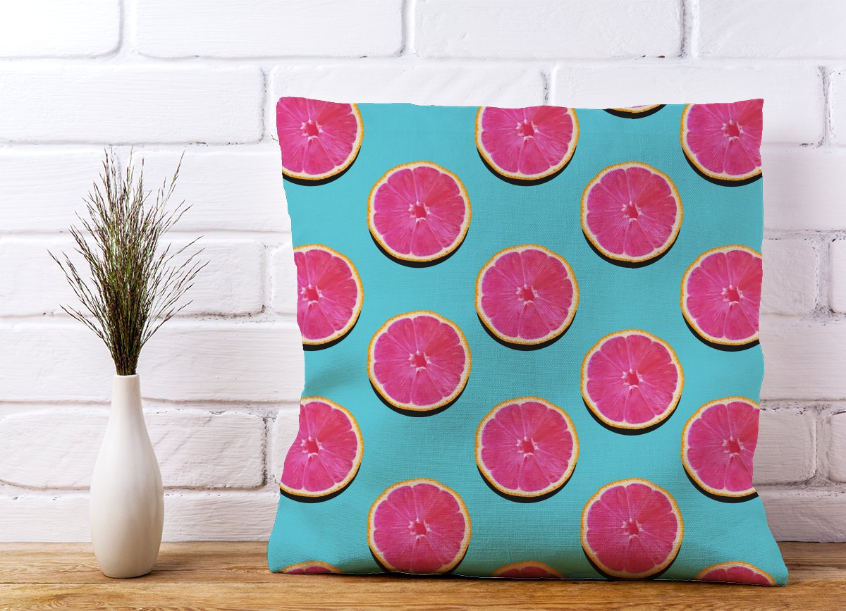Fruity Pattern Of Pink Grapefruit Cushions