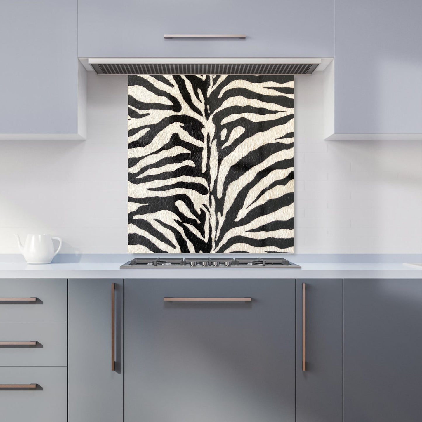 White Tiger Print Kitchen Splashback