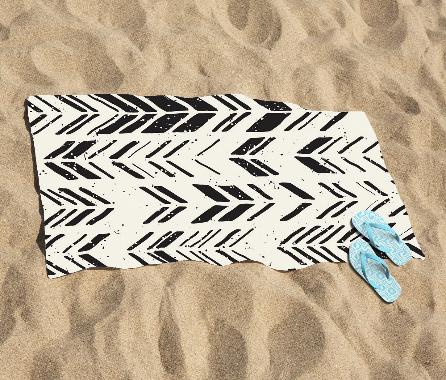 Hand Drawn Chevron Pattern Beach Towel