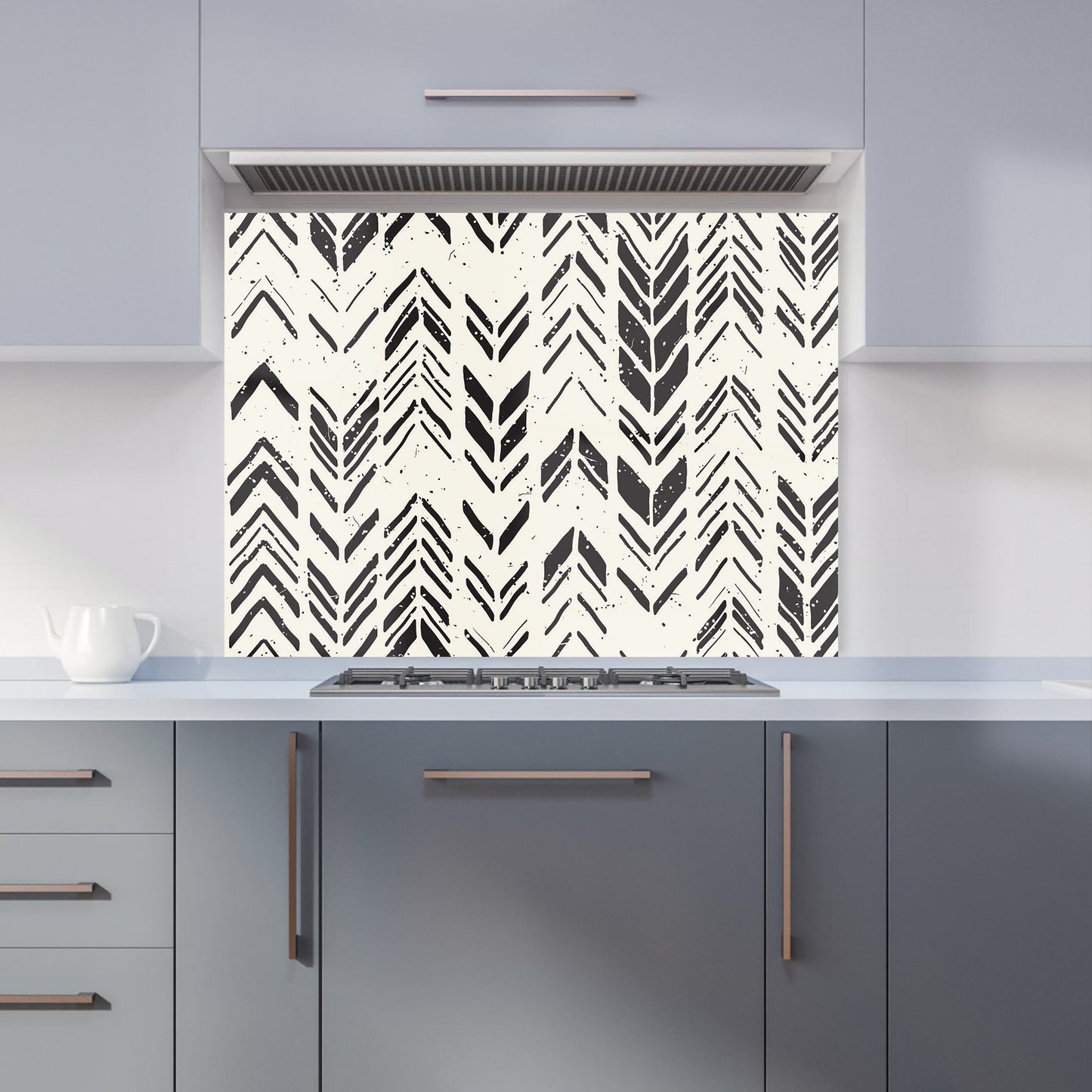 Hand Drawn Chevron Pattern Kitchen Splashback