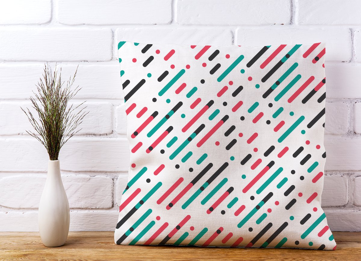 Overlapping Coloured Diagonal Lines Cushions