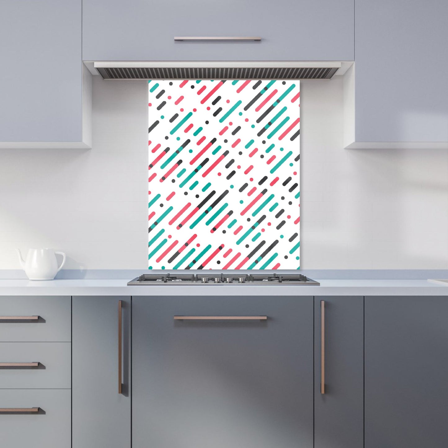 Overlapping Coloured Diagonal Lines Kitchen Splashback