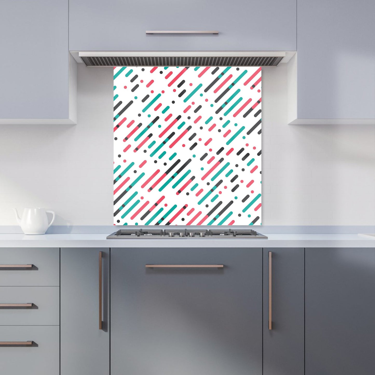 Overlapping Coloured Diagonal Lines Kitchen Splashback
