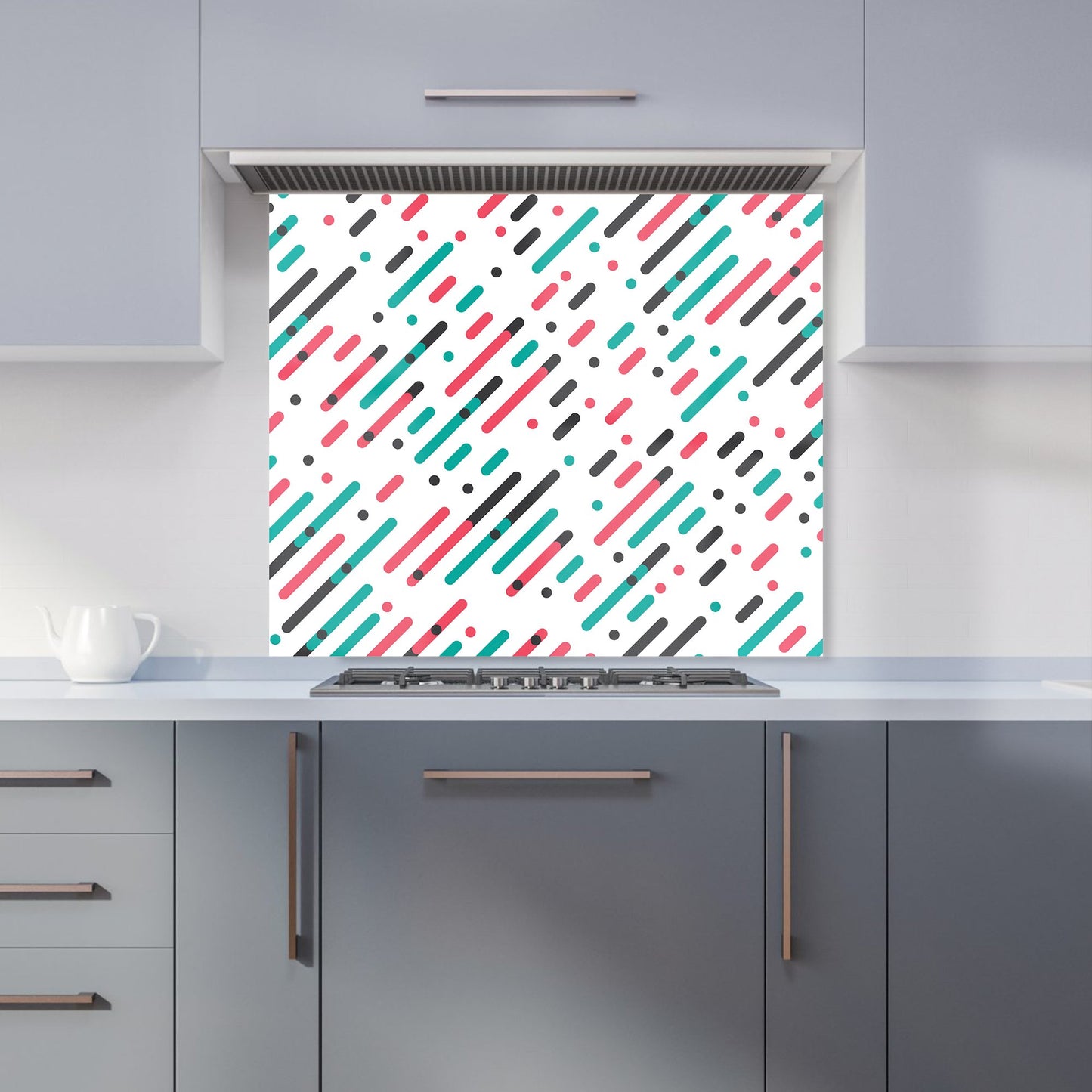 Overlapping Coloured Diagonal Lines Kitchen Splashback