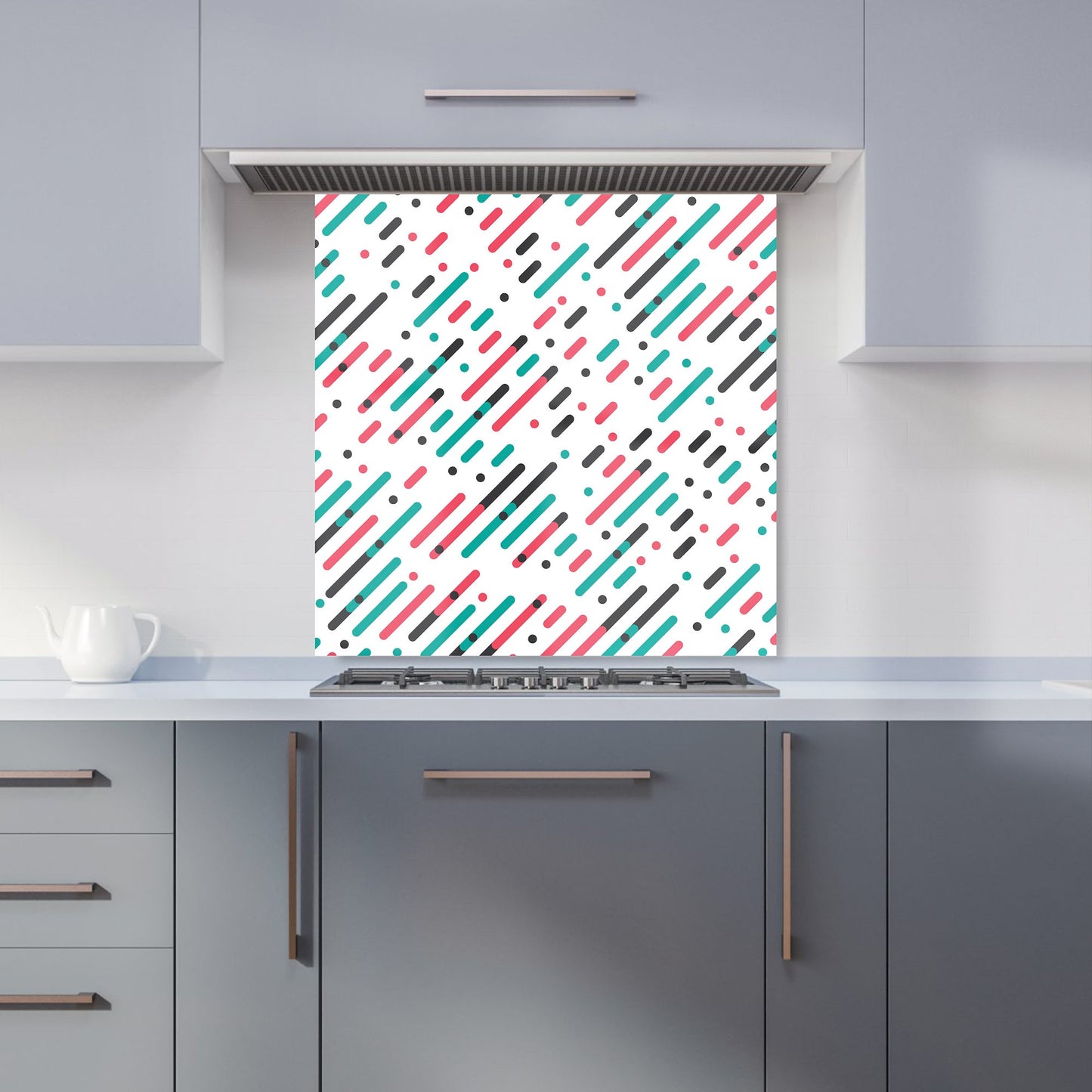 Overlapping Coloured Diagonal Lines Kitchen Splashback