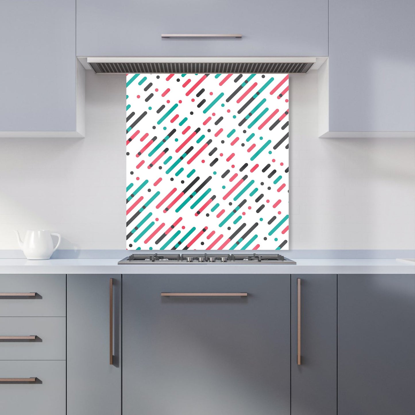 Overlapping Coloured Diagonal Lines Kitchen Splashback