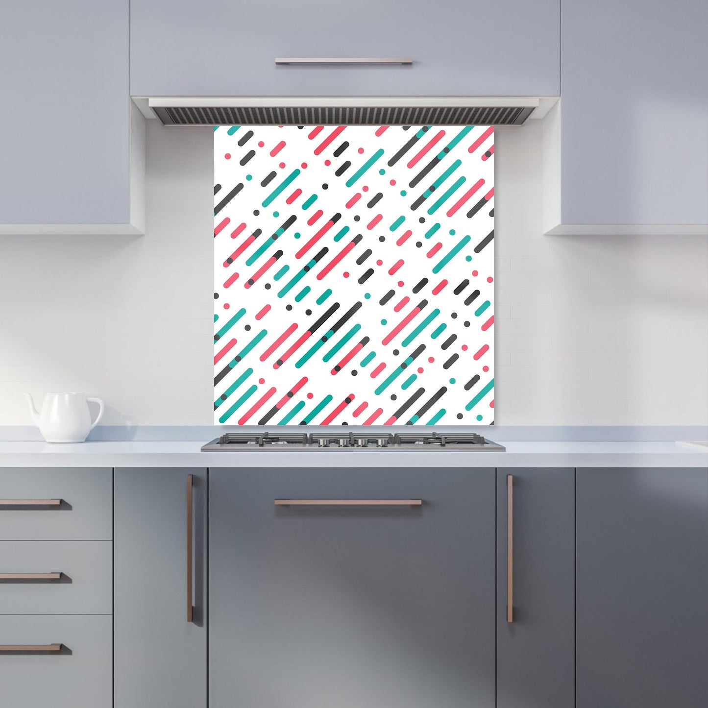 Overlapping Coloured Diagonal Lines Kitchen Splashback