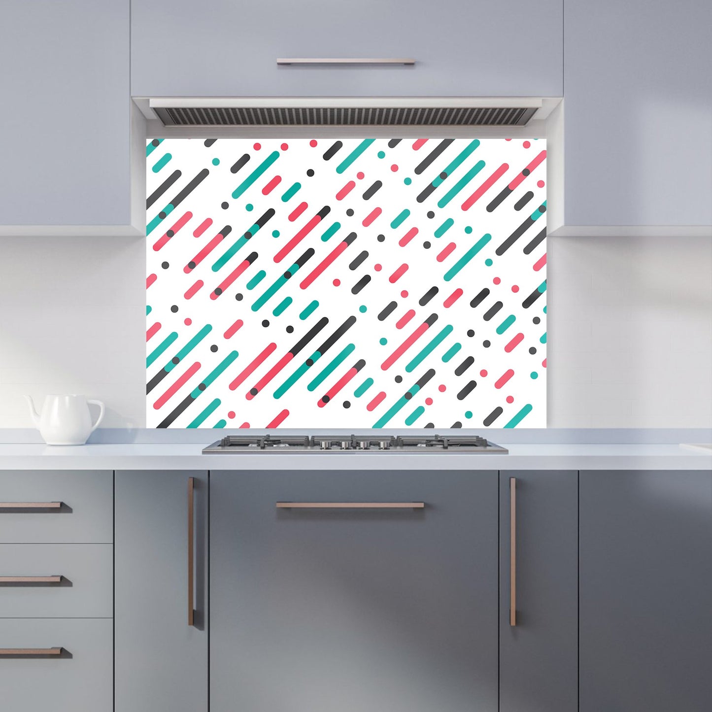Overlapping Coloured Diagonal Lines Kitchen Splashback