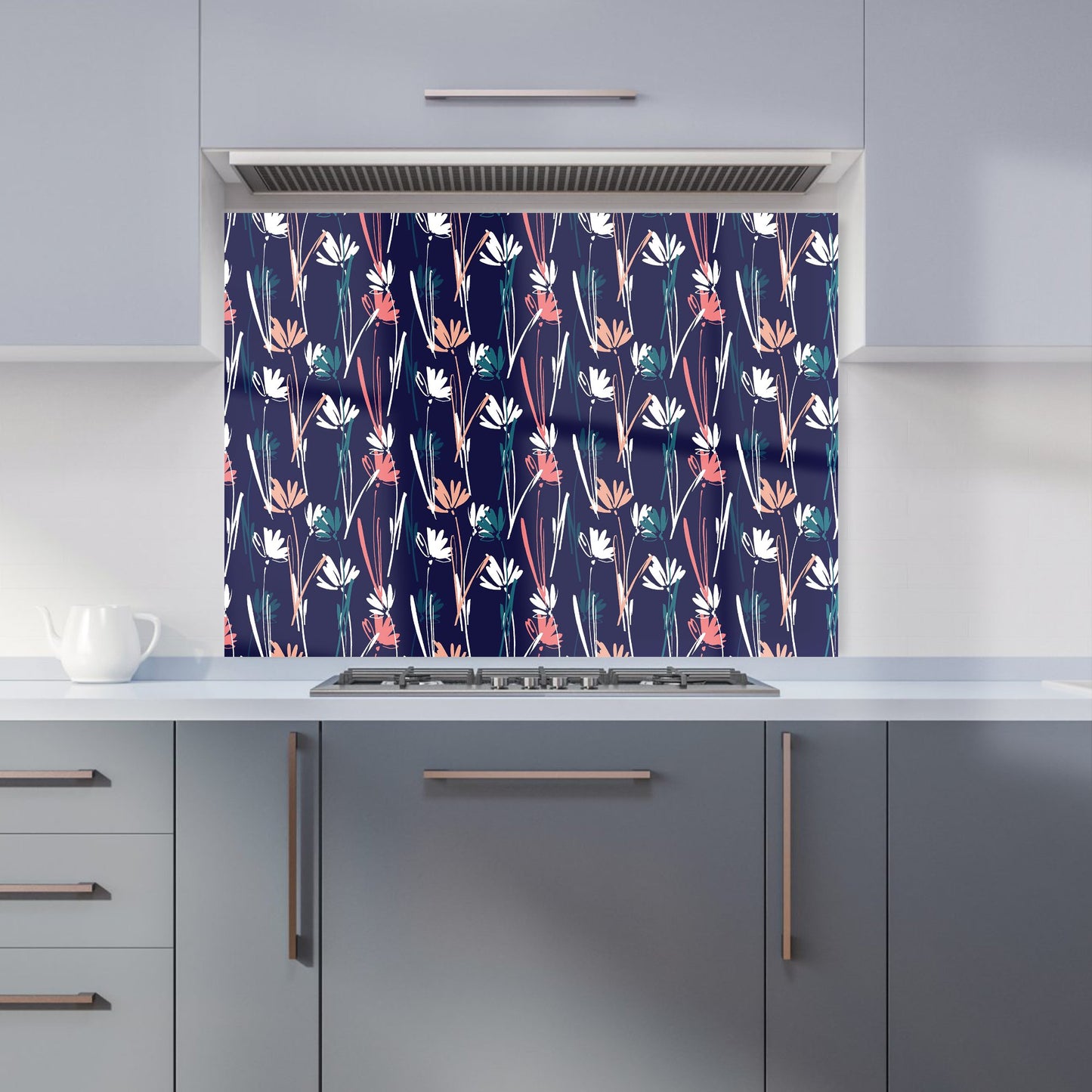 Hand Drawn Wild Flowers Kitchen Splashback