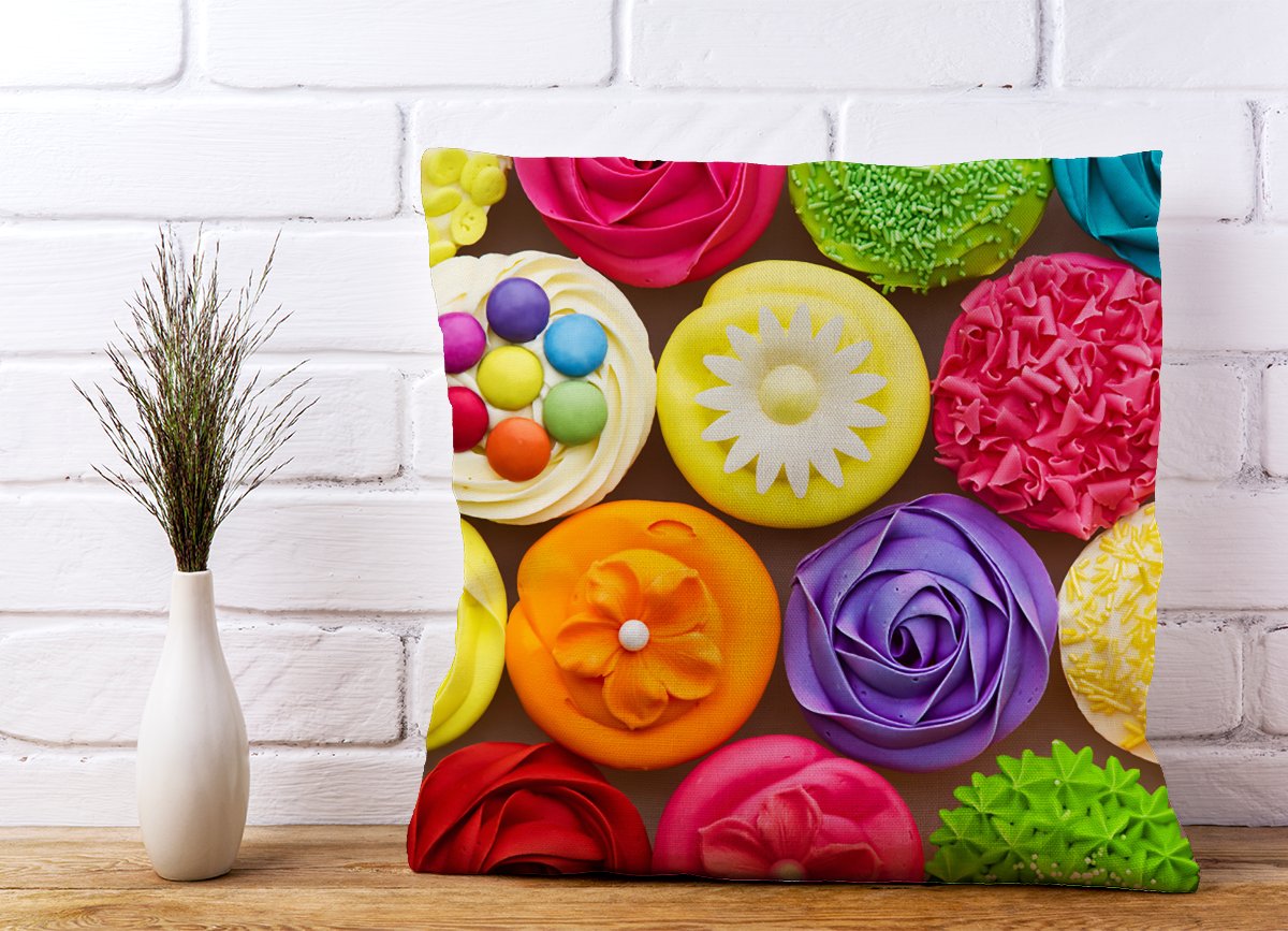 Bright Colourful Cupcakes Cushions