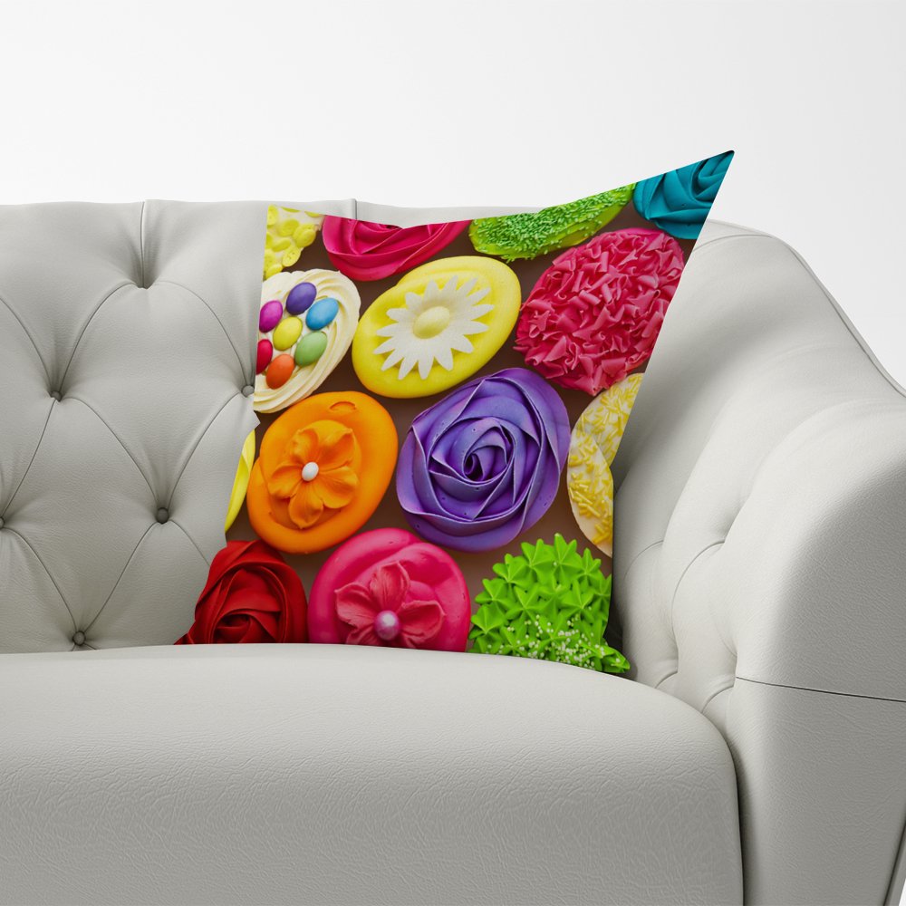 Bright Colourful Cupcakes Cushions