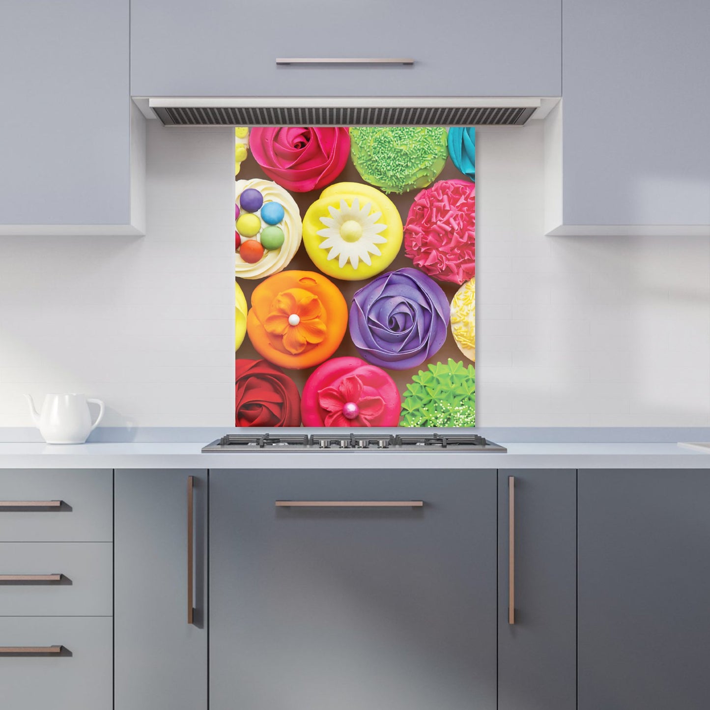 Bright Colourful Cupcakes Kitchen Splashback