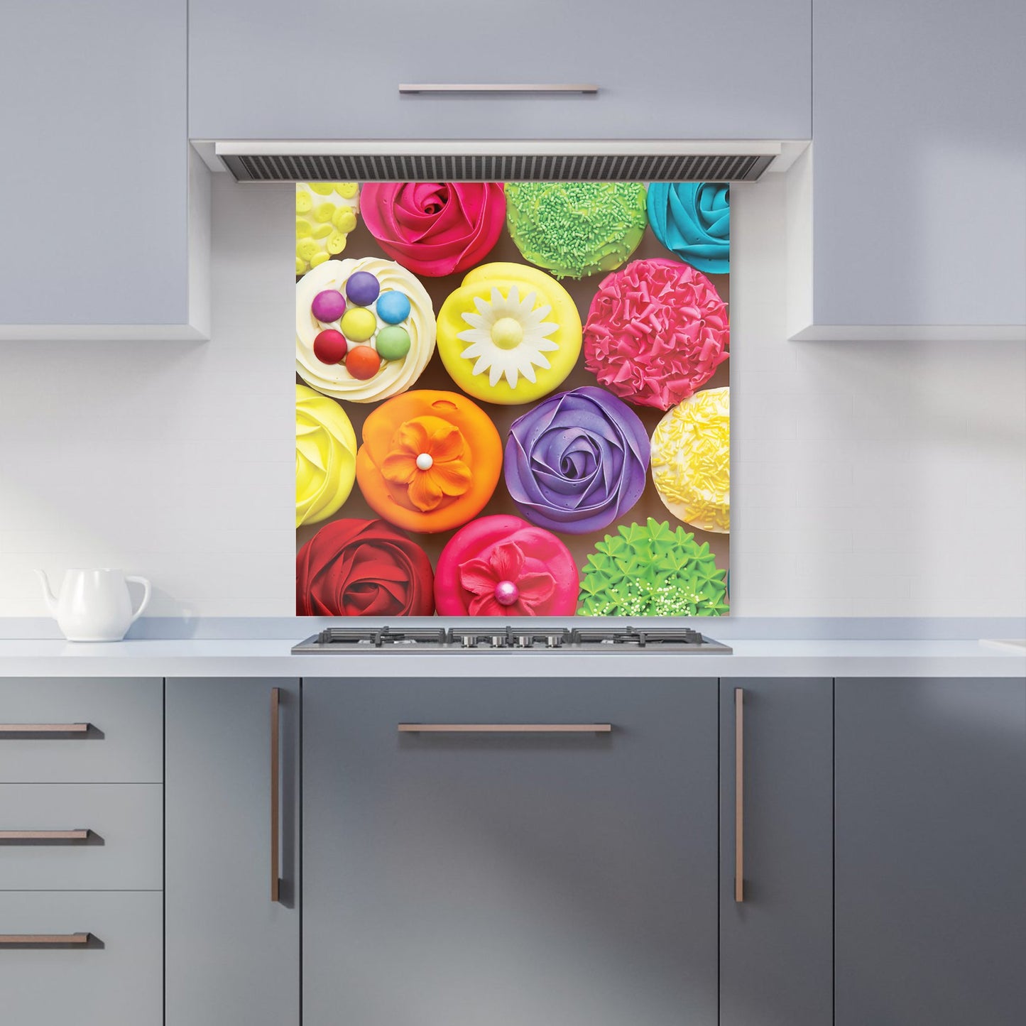 Bright Colourful Cupcakes Kitchen Splashback