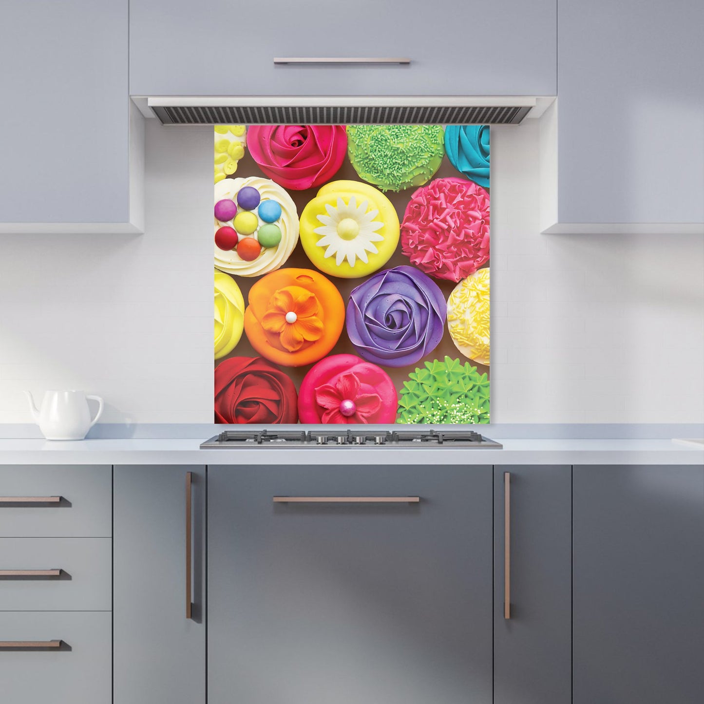 Bright Colourful Cupcakes Kitchen Splashback