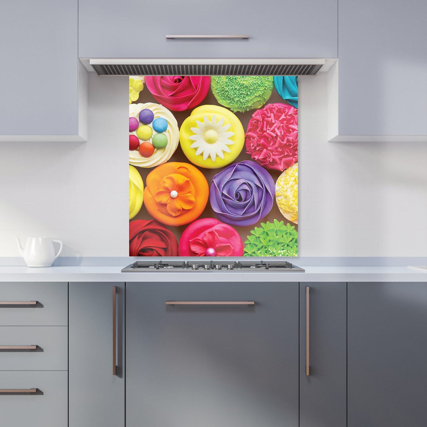 Bright Colourful Cupcakes Kitchen Splashback
