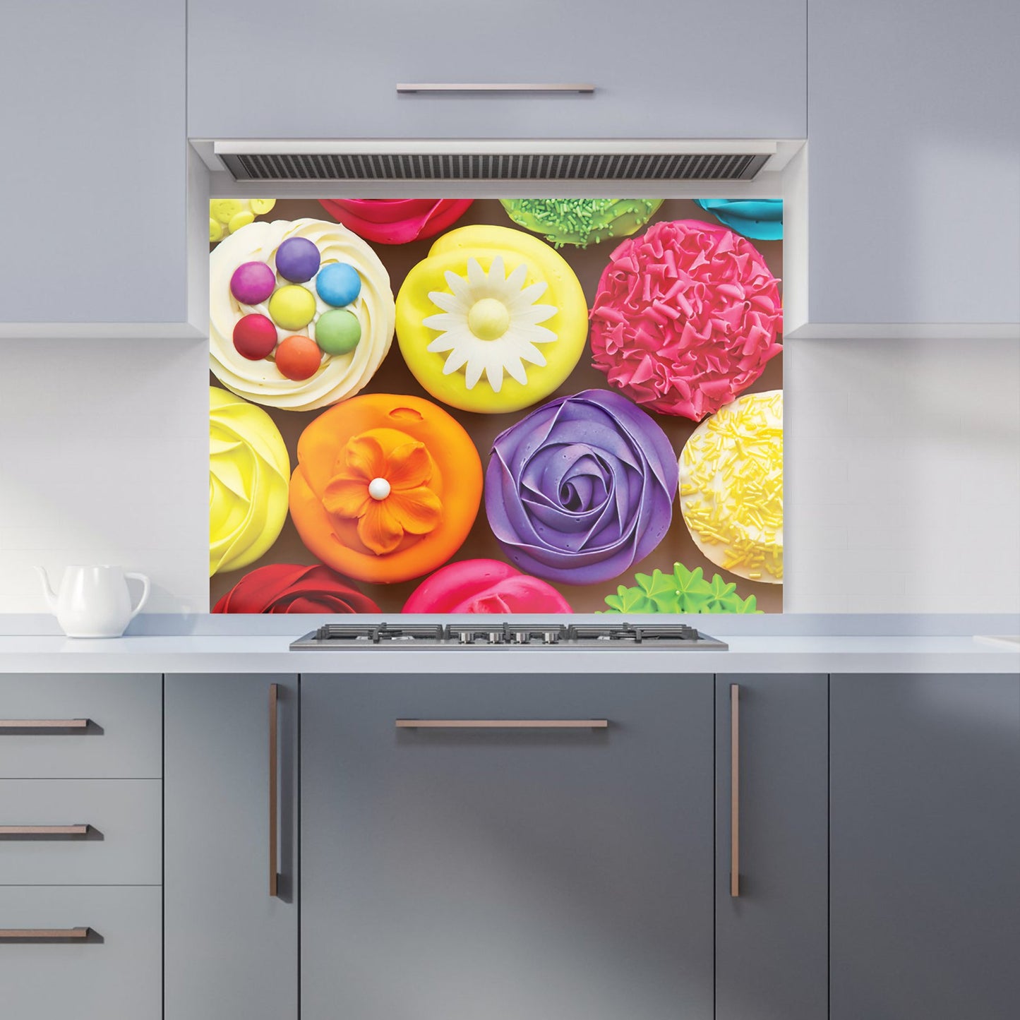 Bright Colourful Cupcakes Kitchen Splashback