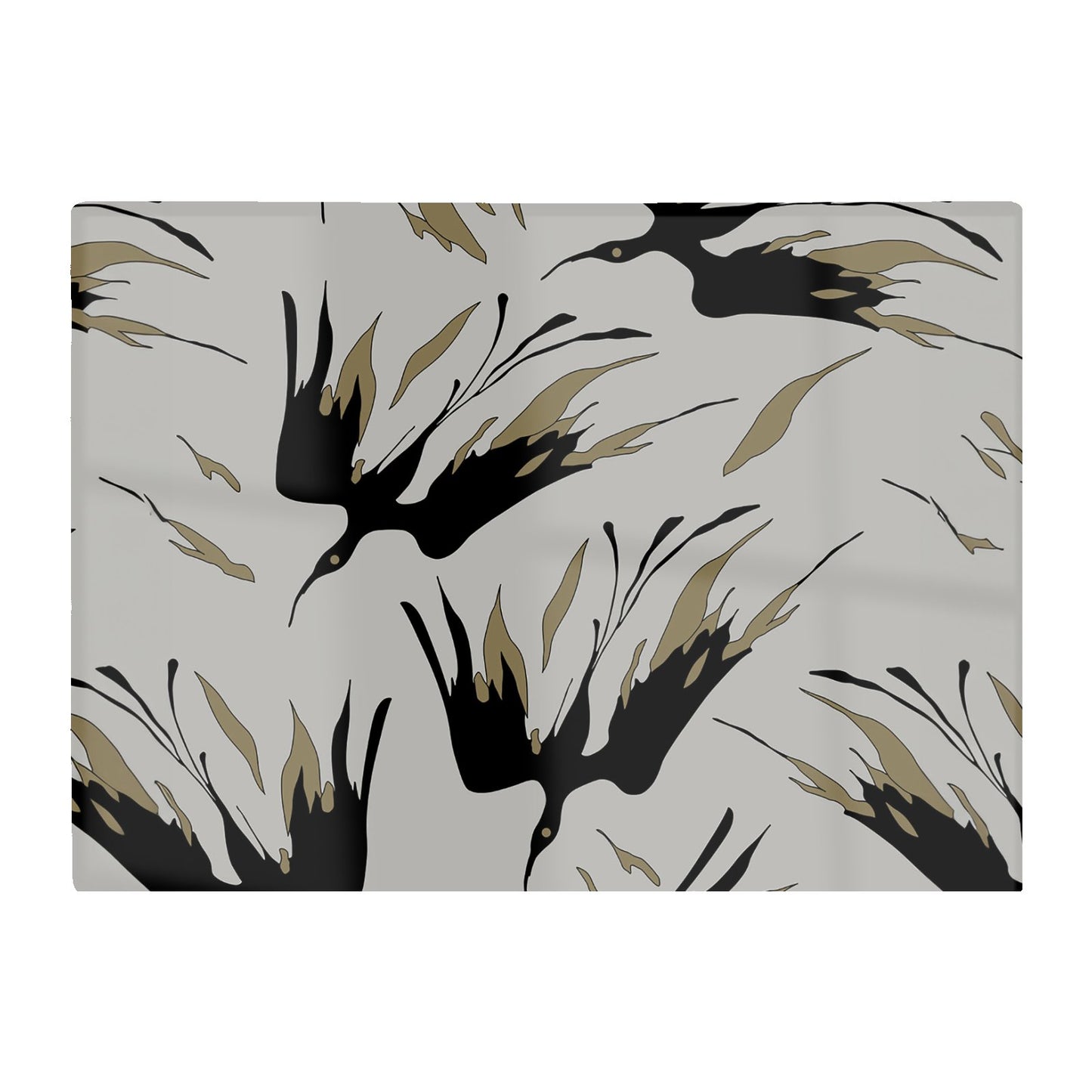 Black And Gold Fire Bird Silhouettes Glass Chopping Board