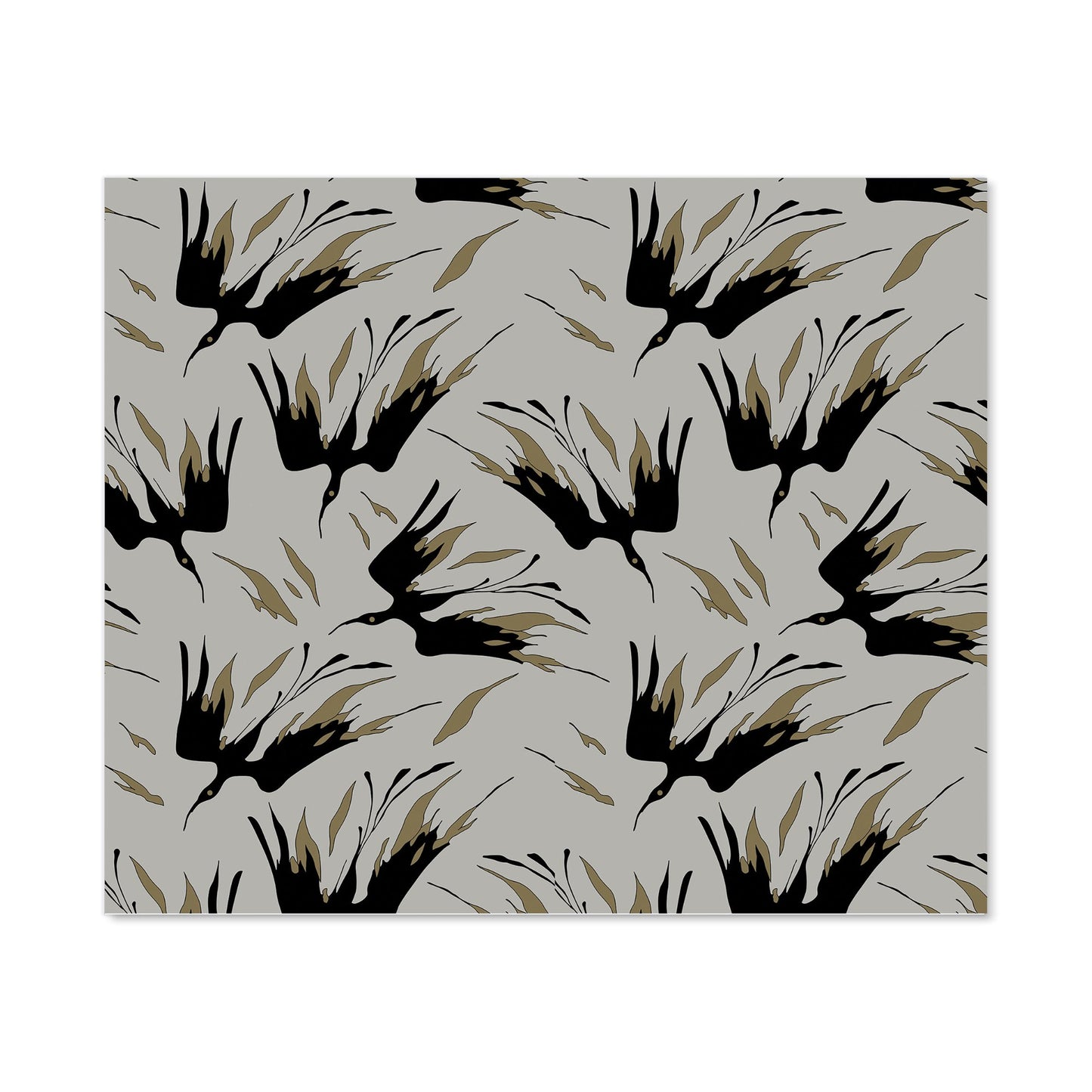 Black And Gold Fire Bird Silhouettes Kitchen Splashback