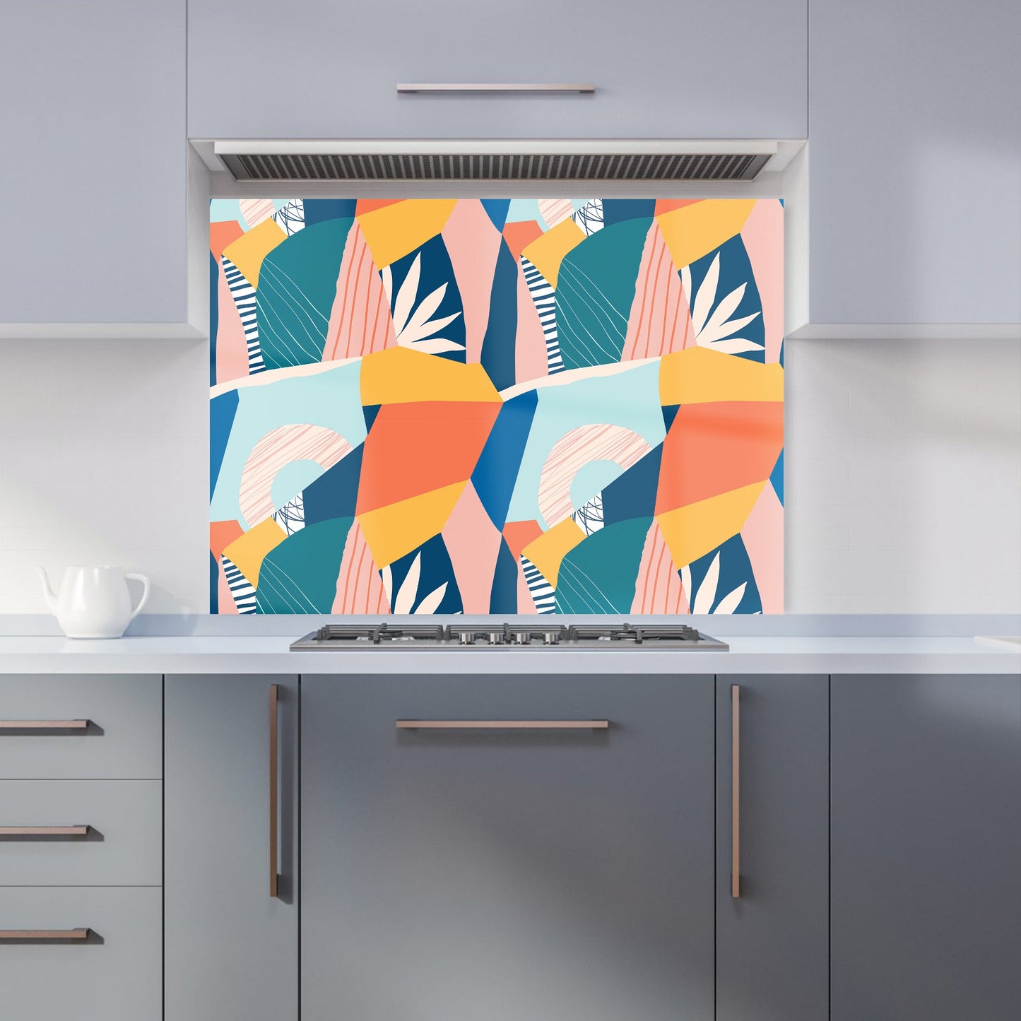 Modern Floral Pattern Kitchen Splashback