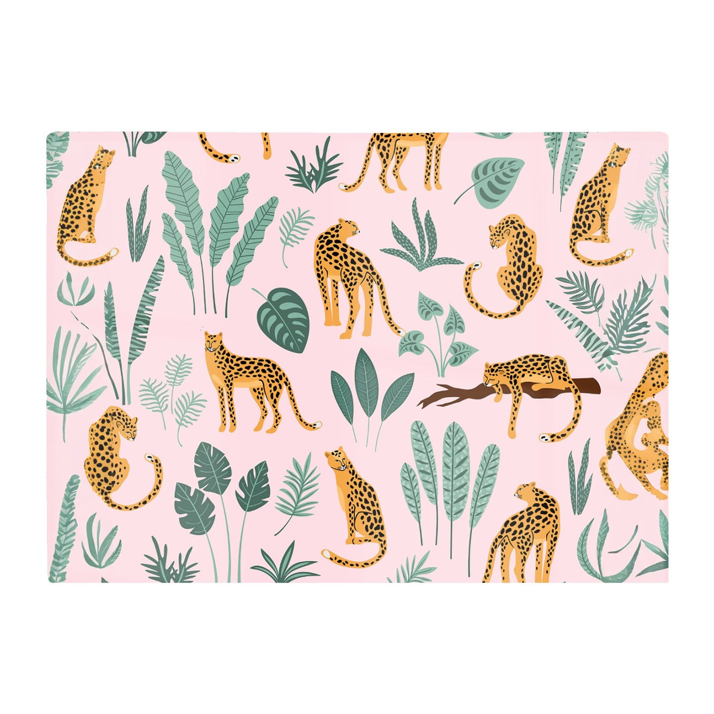 Hand Drawn Leopards Glass Chopping Board