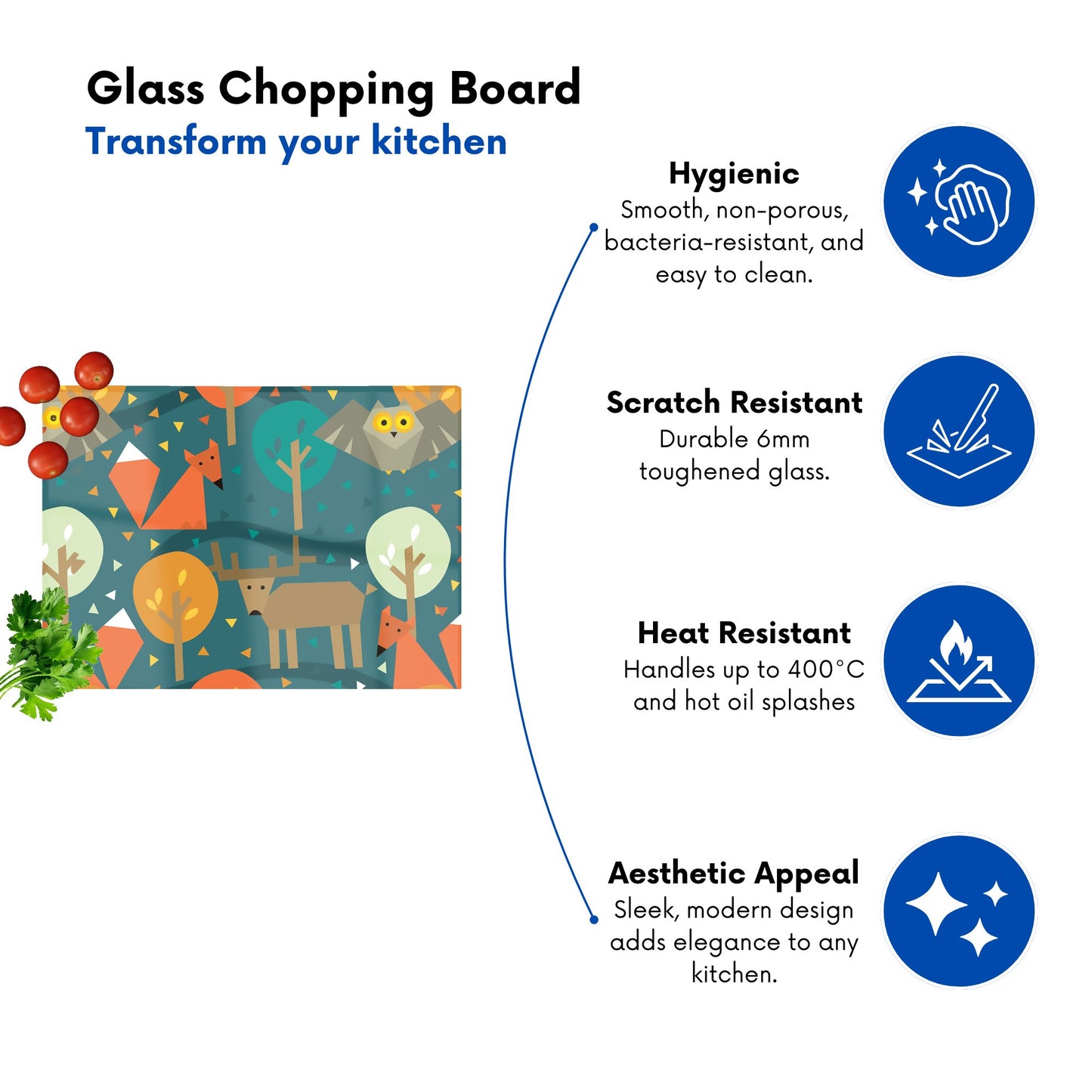 Wild Nightlife Glass Chopping Board