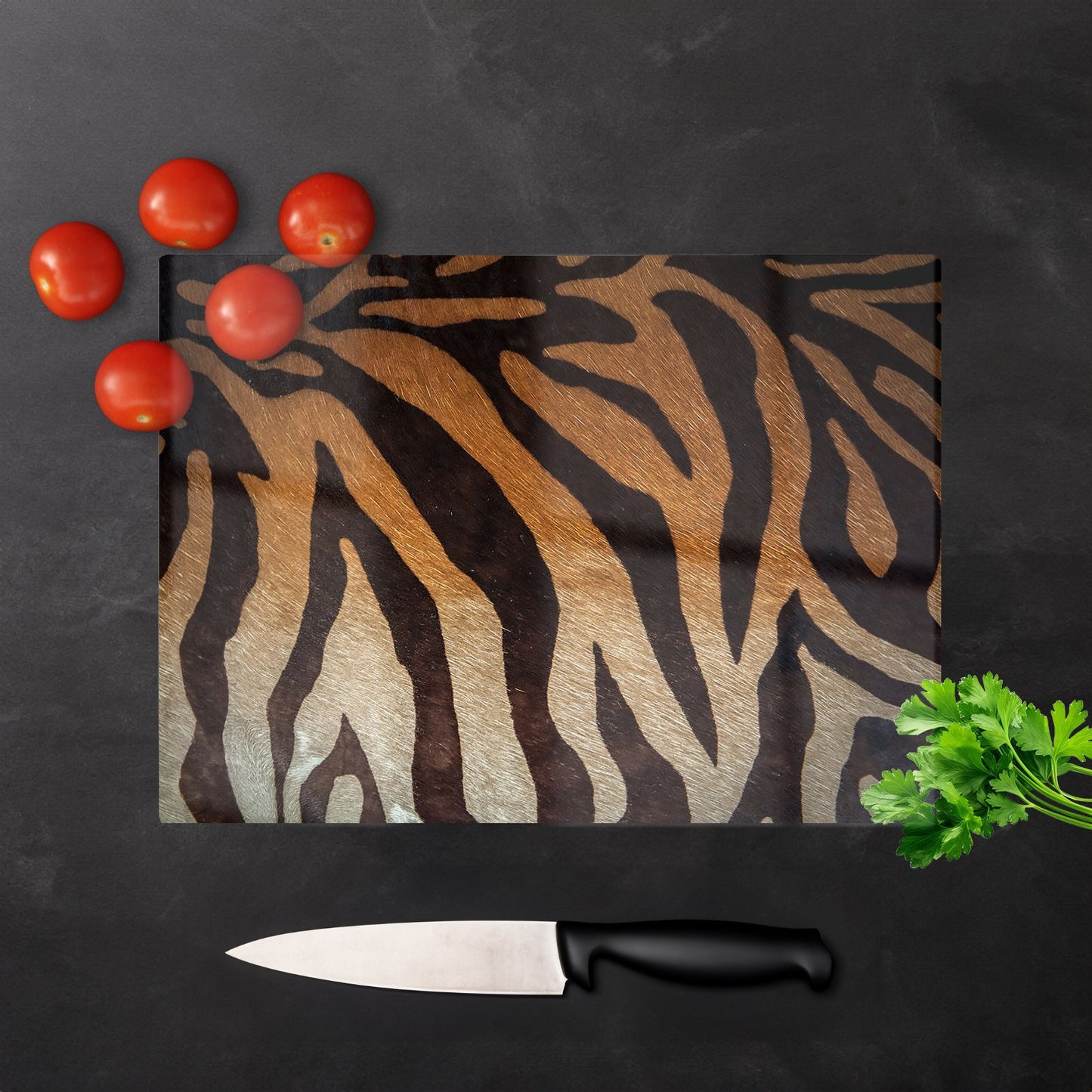 Tiger Skin Print Glass Chopping Board