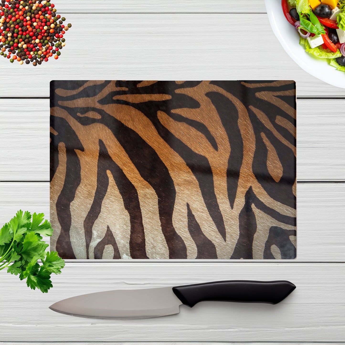 Tiger Skin Print Glass Chopping Board