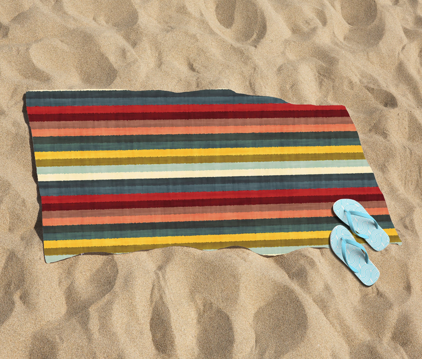 Multicolour Striped Brish Pattern Beach Towel