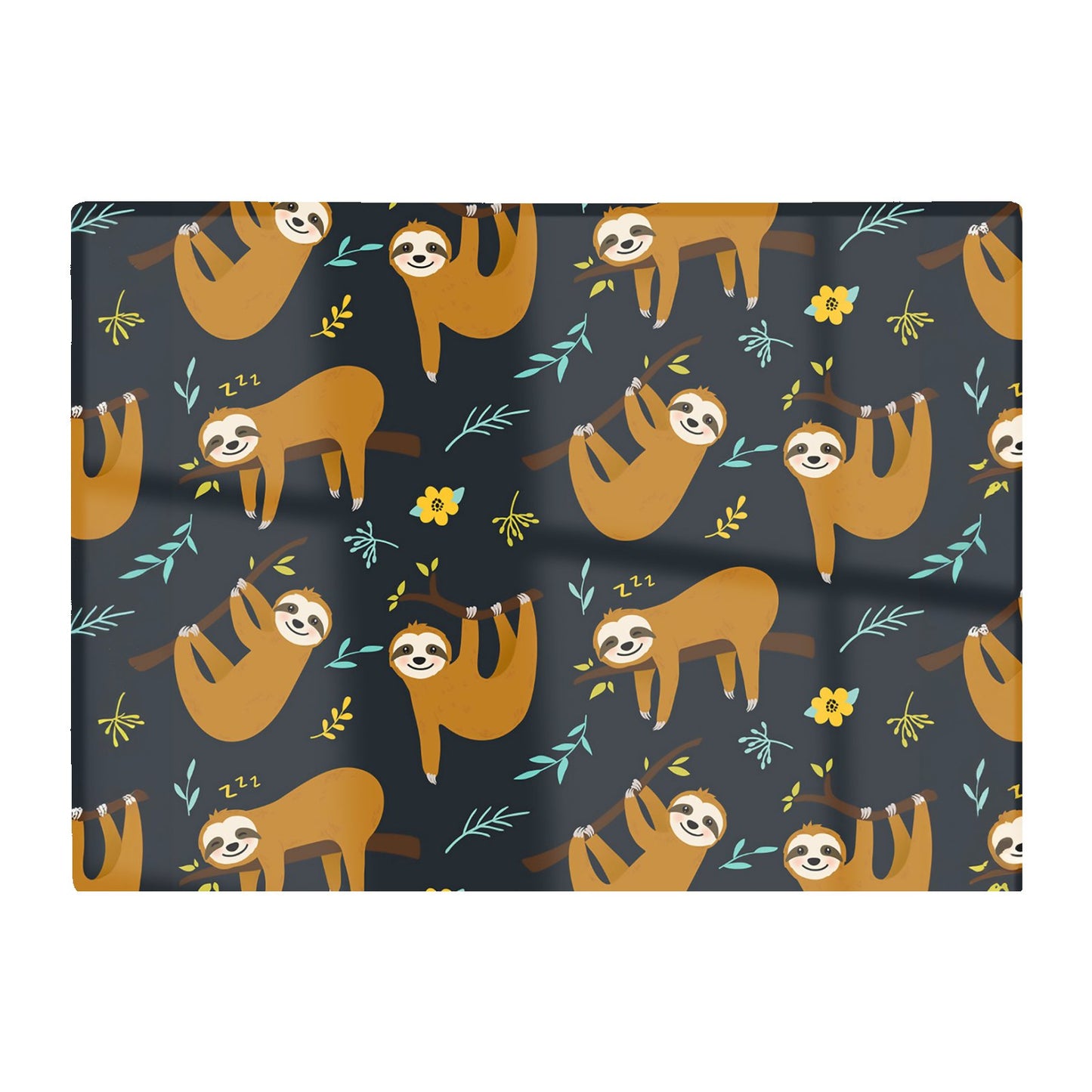 Cute Sloths Glass Chopping Board