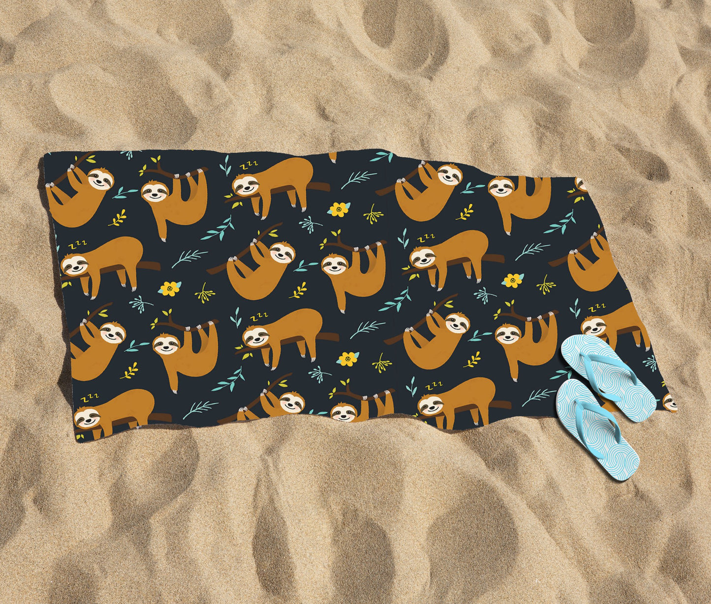 Cute Sloths Beach Towel