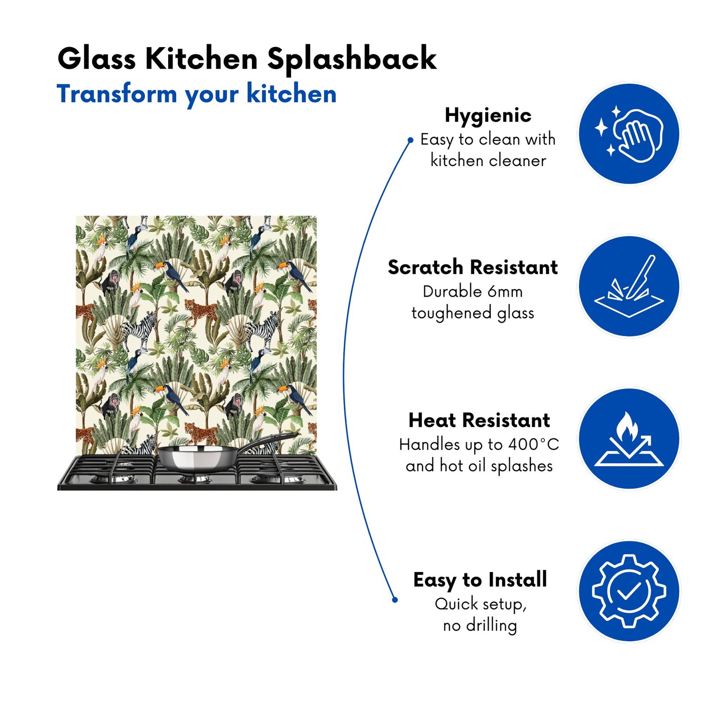 Exotic Trees And Animals Kitchen Splashback